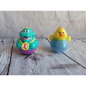 Vintage Hasbro Playskool Weeble Wobbles Figures Crocodile & Chicken